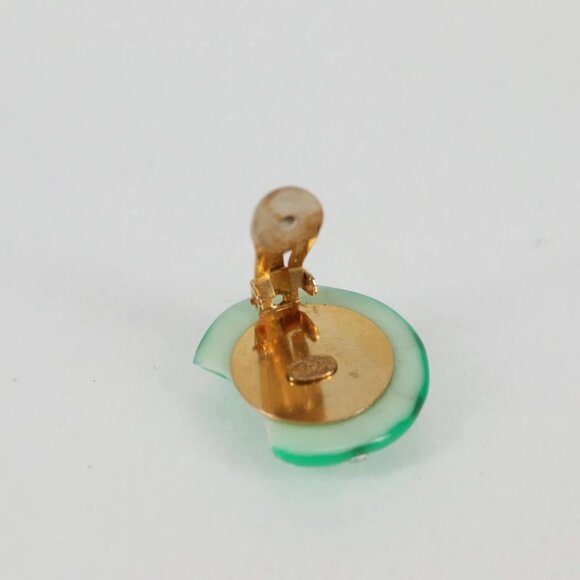CHANEL Clip-on Earring Gold Tone Green CC Auth - Picture 10 of 12